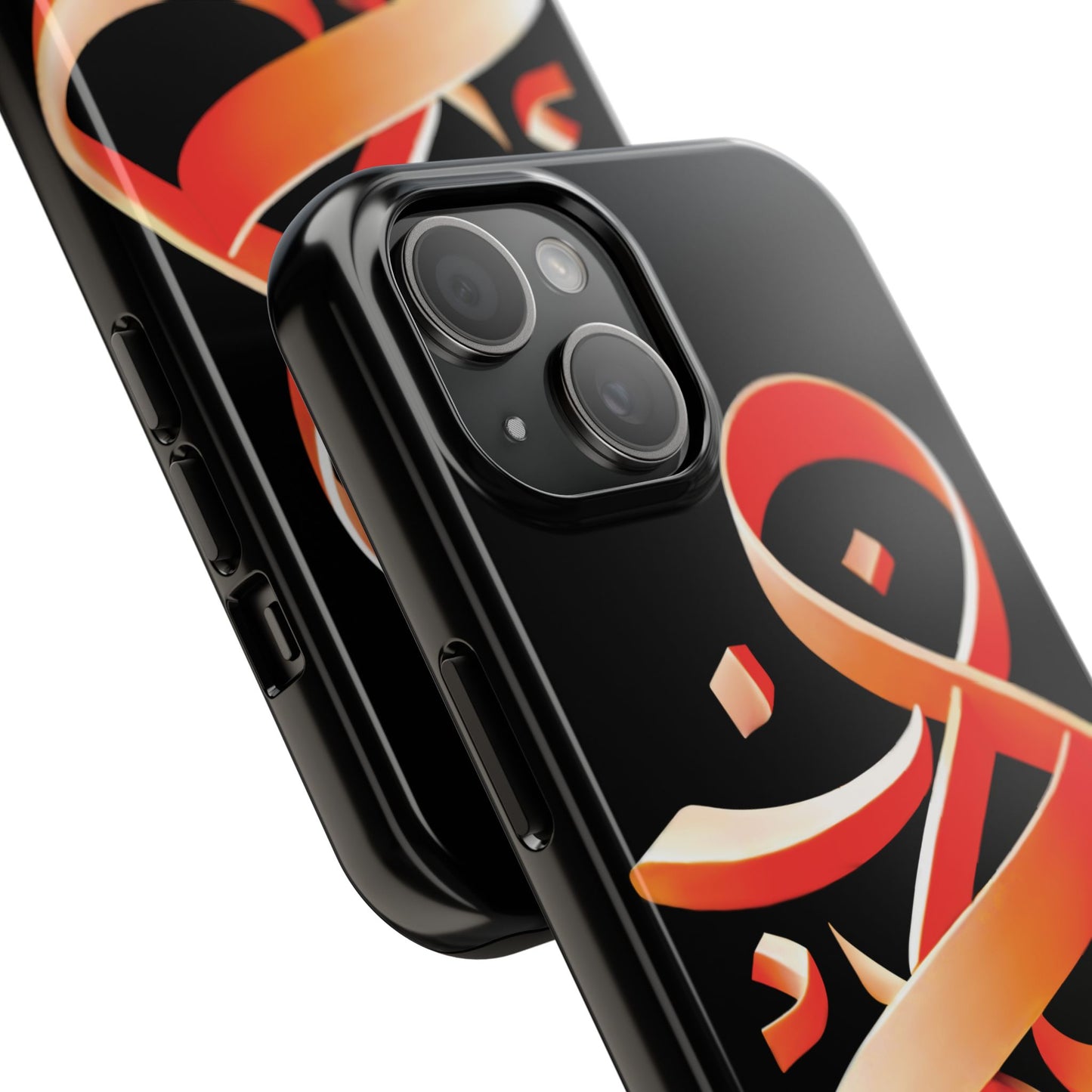 Copy of Phone Case - Persian Calligraphy Inspired Orange Ribbon Design, Unique and Elegant Gift