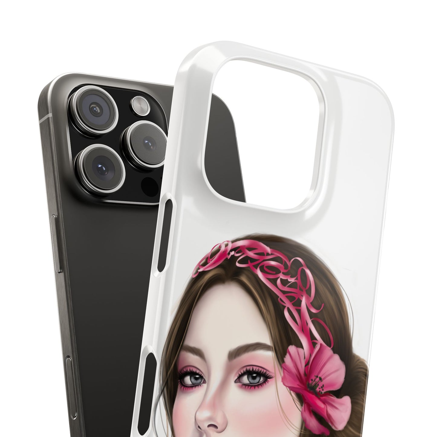 Phone Case - Beautiful Girl Headband Calligraphy Pink