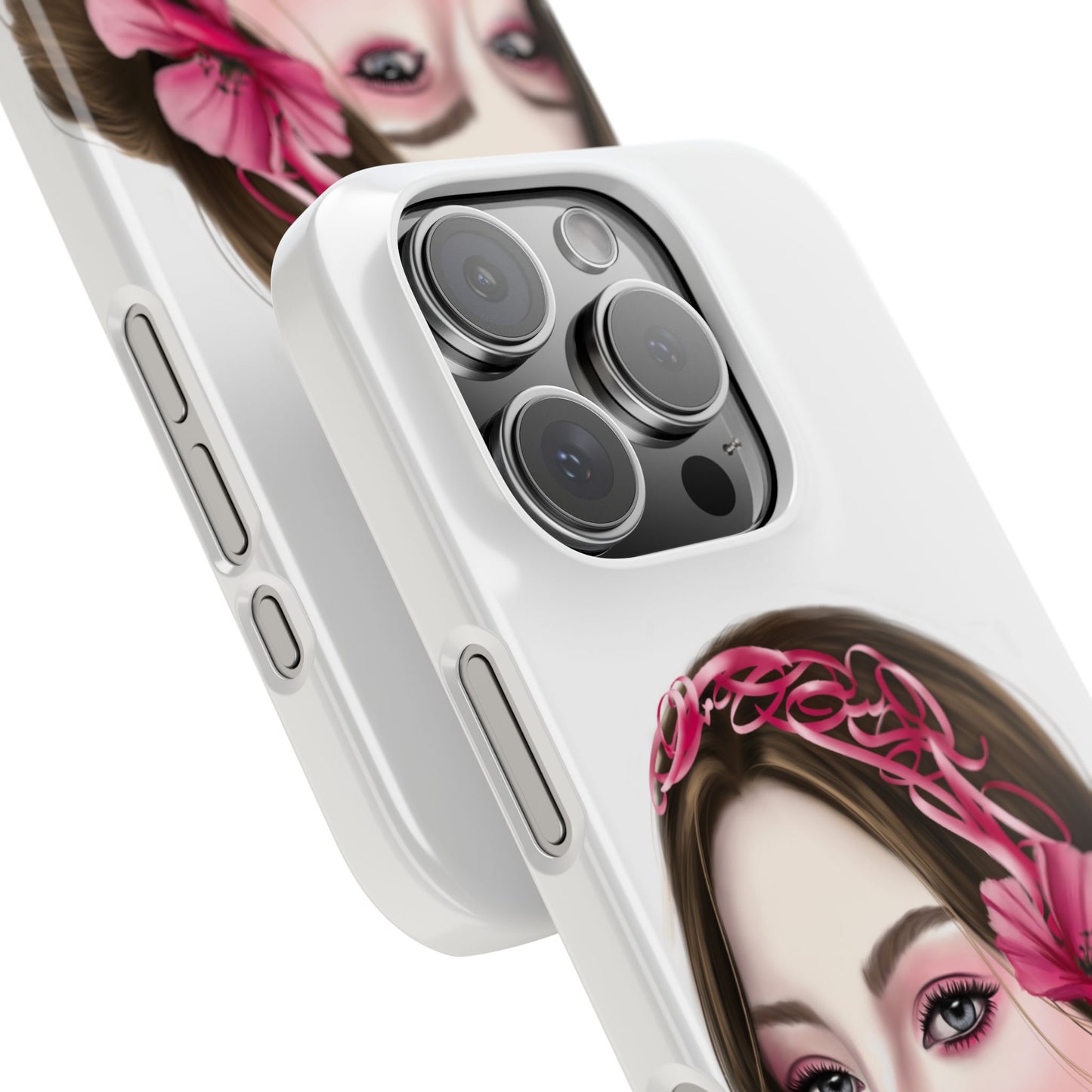 Phone Case - Beautiful Girl Headband Calligraphy Pink
