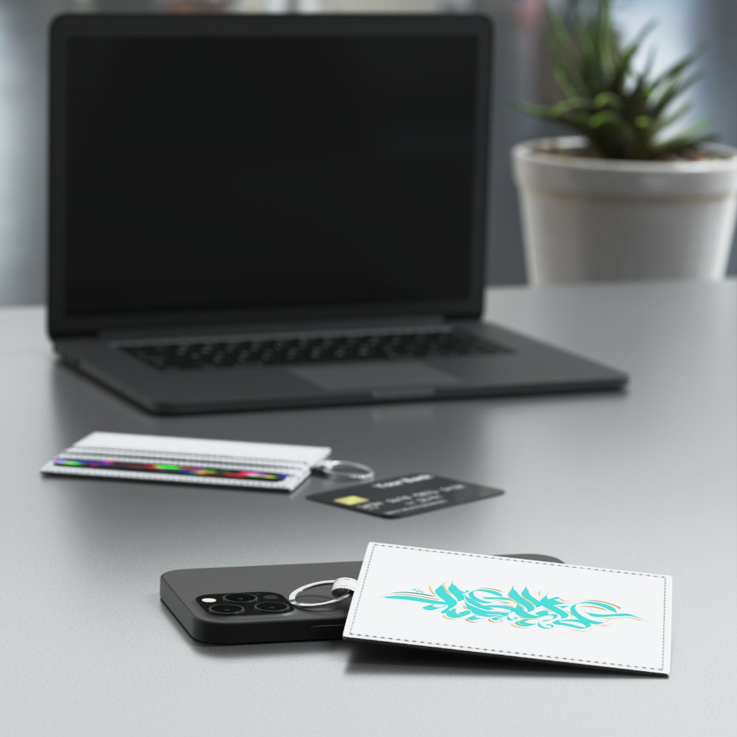 Copy of Copy of Modern Calligraphy Saffiano Leather Card Holder