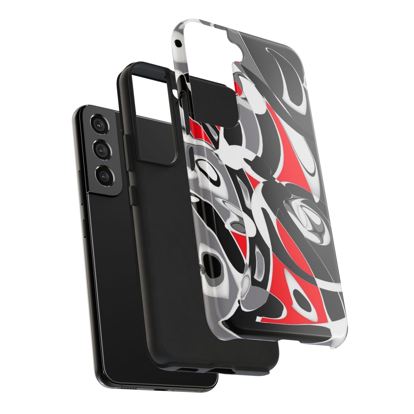Phone Case - Calligraphy Design in Gray, White, and Red