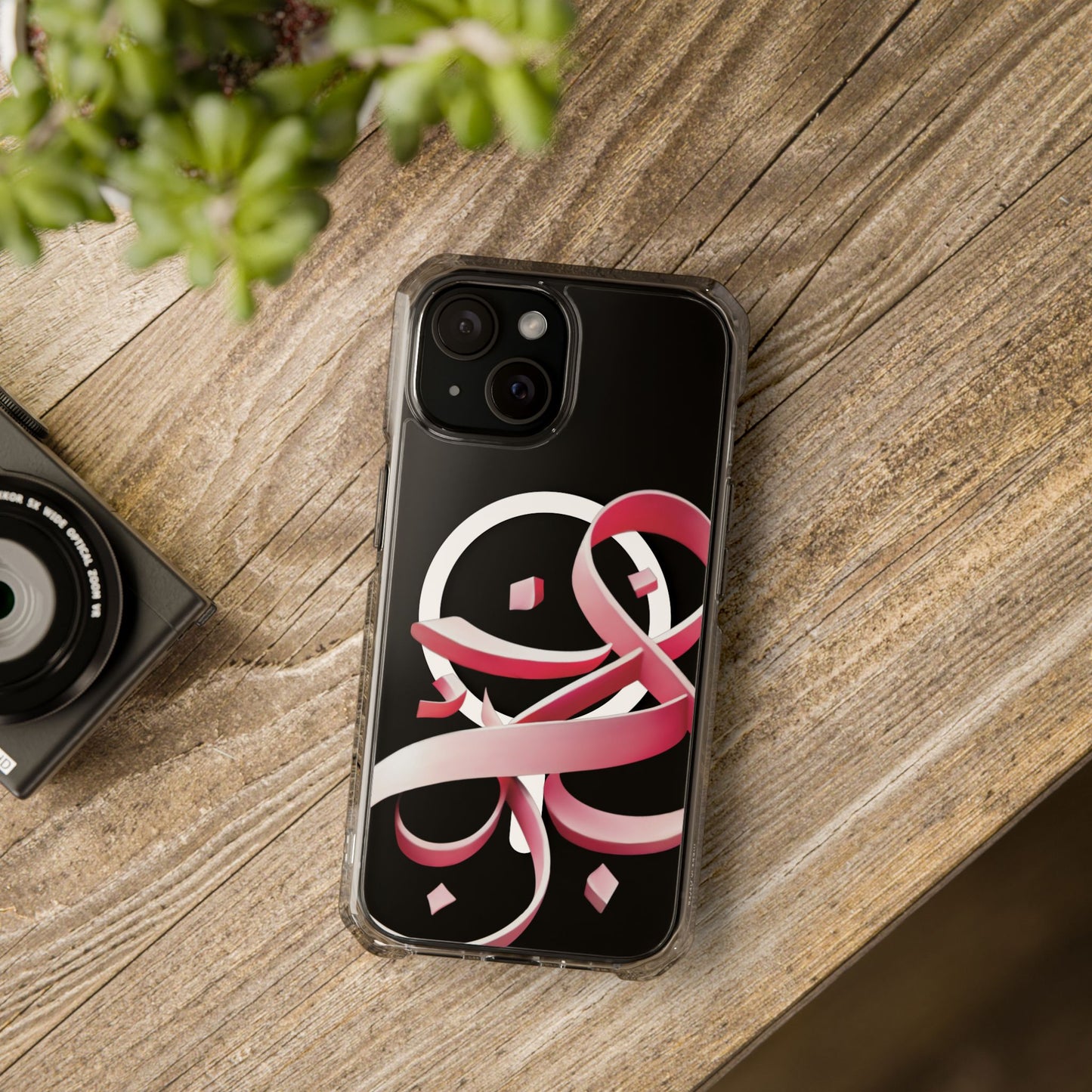 Phone Case - Pink Ribbon Persian Calligraphy Design - Magnetic Case