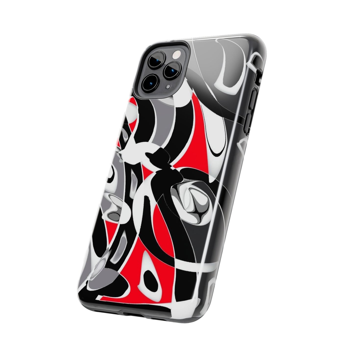 Phone Case - Calligraphy Design in Gray, White, and Red