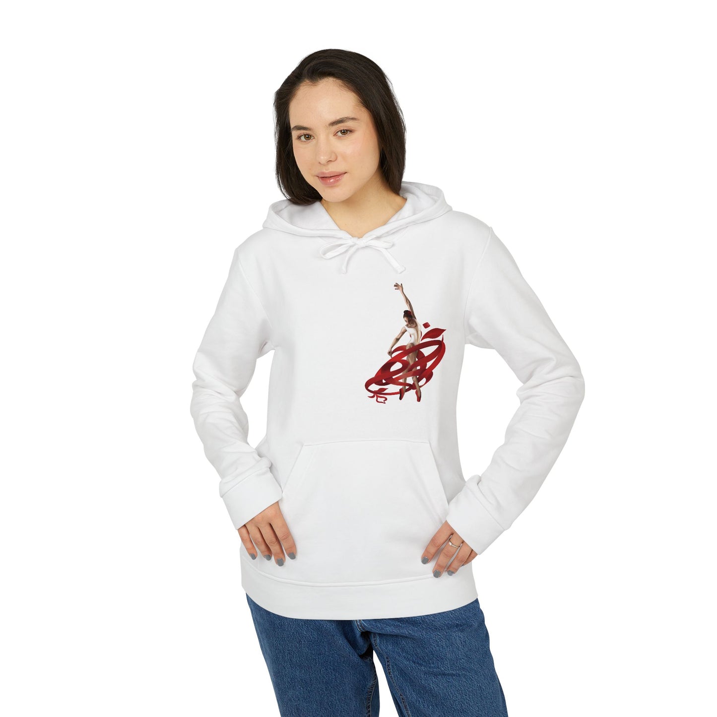 Kalli K X Adidas Unisex Fleece Hoodie- Ballerina and ribbon
