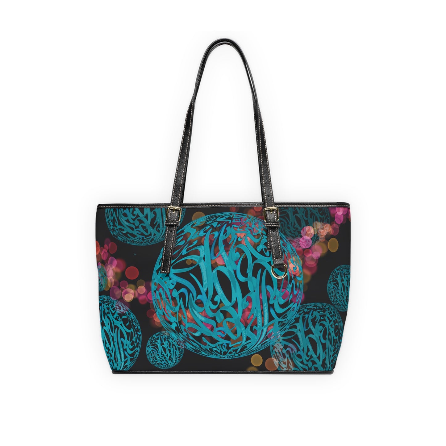 Elegant P U Leather Purse with Artistic Persian Calligraphy Design