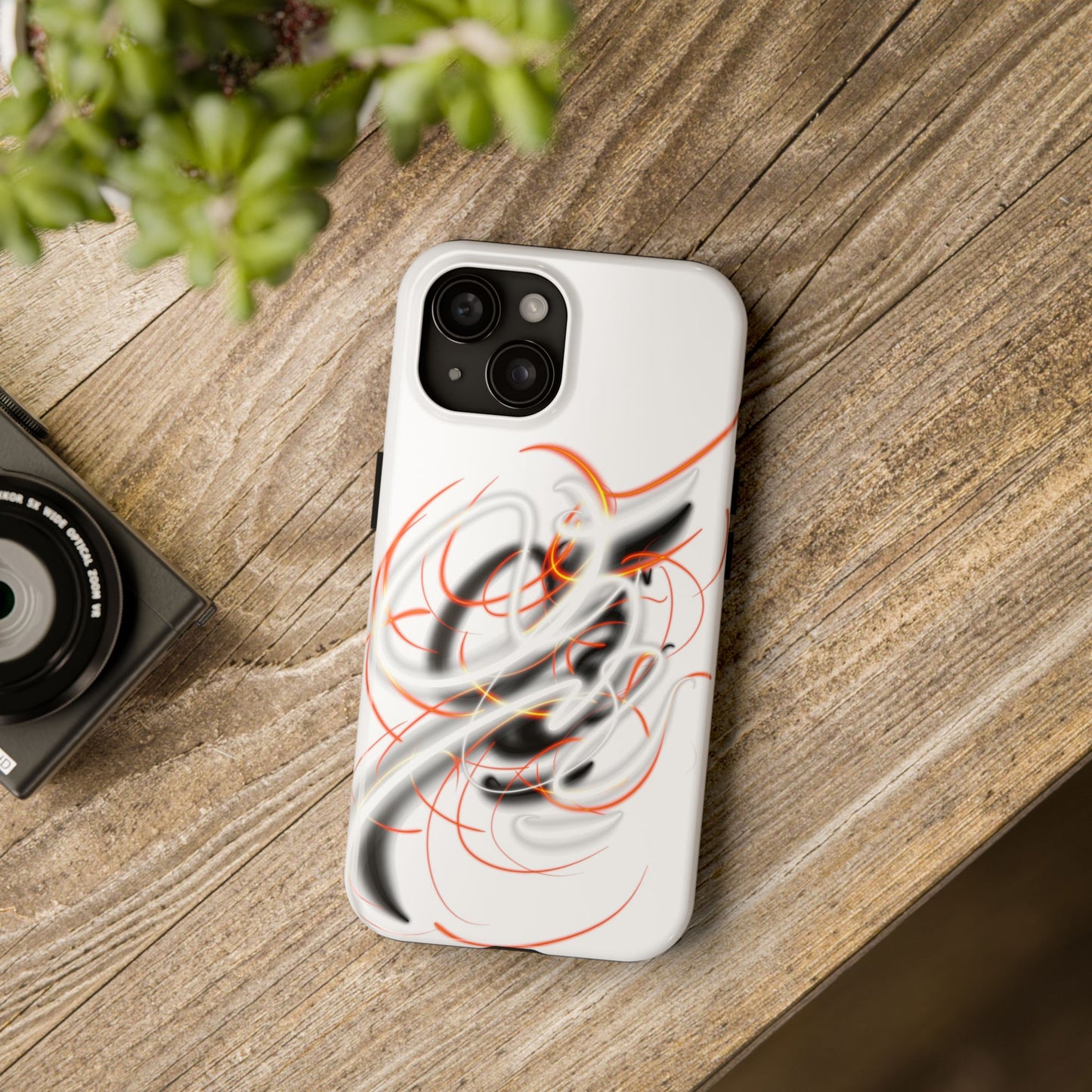 Phone Case Electric Persian Calligraphy Design in Grey
