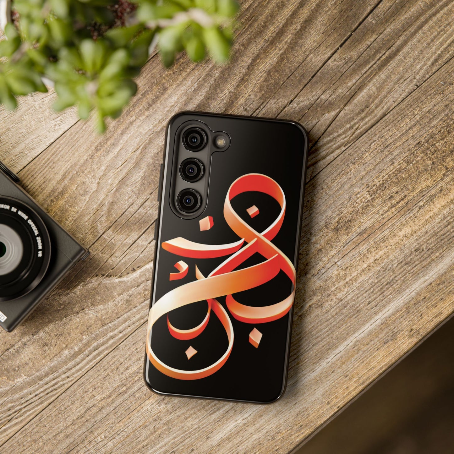 Copy of Phone Case - Persian Calligraphy Inspired Orange Ribbon Design, Unique and Elegant Gift