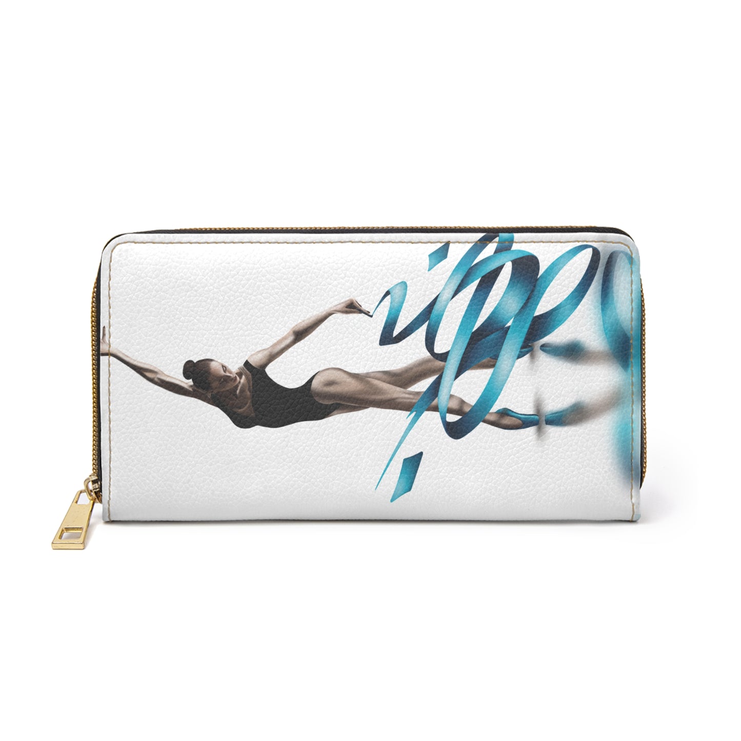 Ballerina Ribbon Calligraphy Zipper Wallet-White