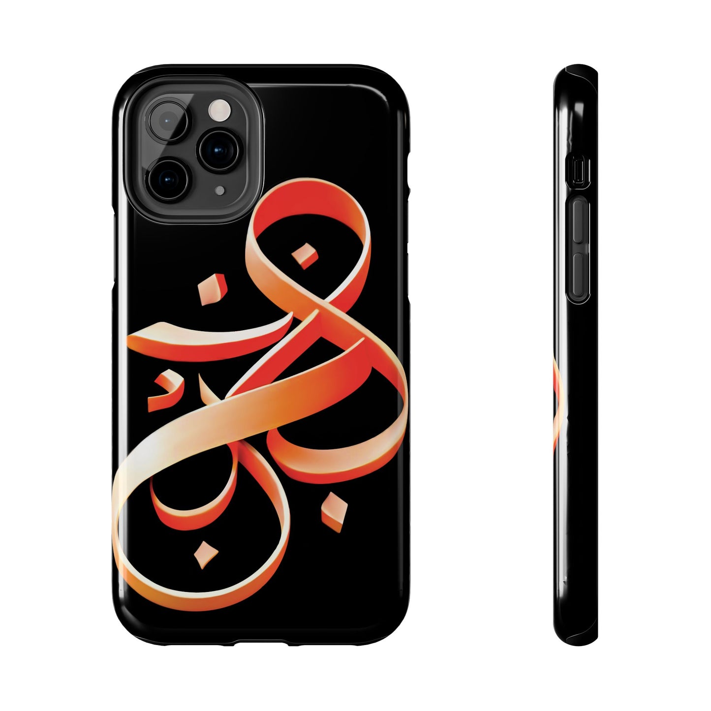 Copy of Phone Case - Persian Calligraphy Inspired Orange Ribbon Design, Unique and Elegant Gift