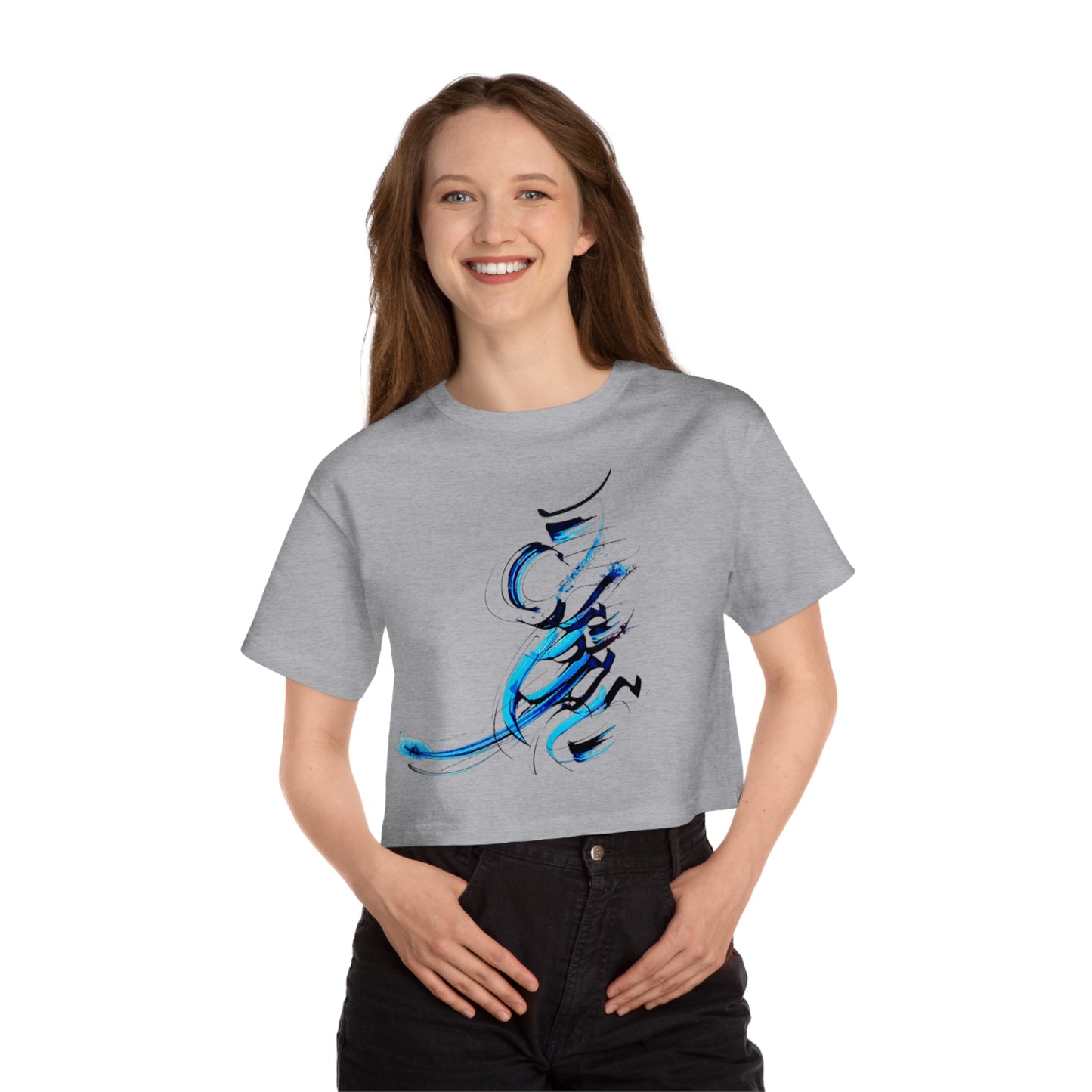 Kalli K X Chamion Stylish Women's Cropped T-Shirt with Persian Calligraphy Design