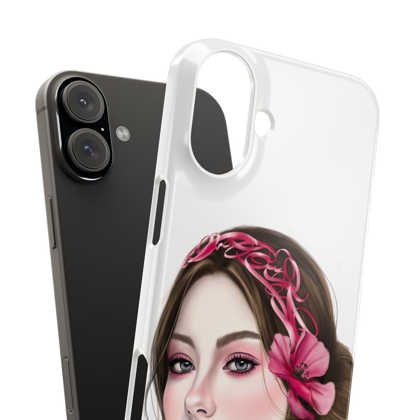Phone Case - Beautiful Girl Headband Calligraphy Pink