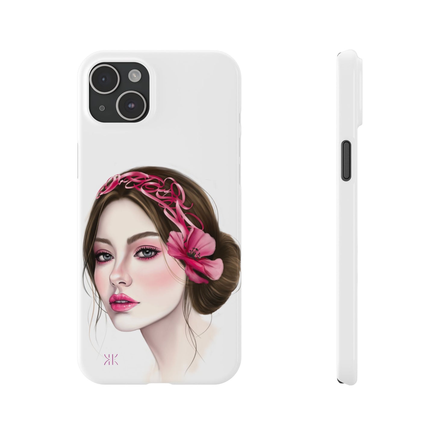 Phone Case - Beautiful Girl Headband Calligraphy Pink
