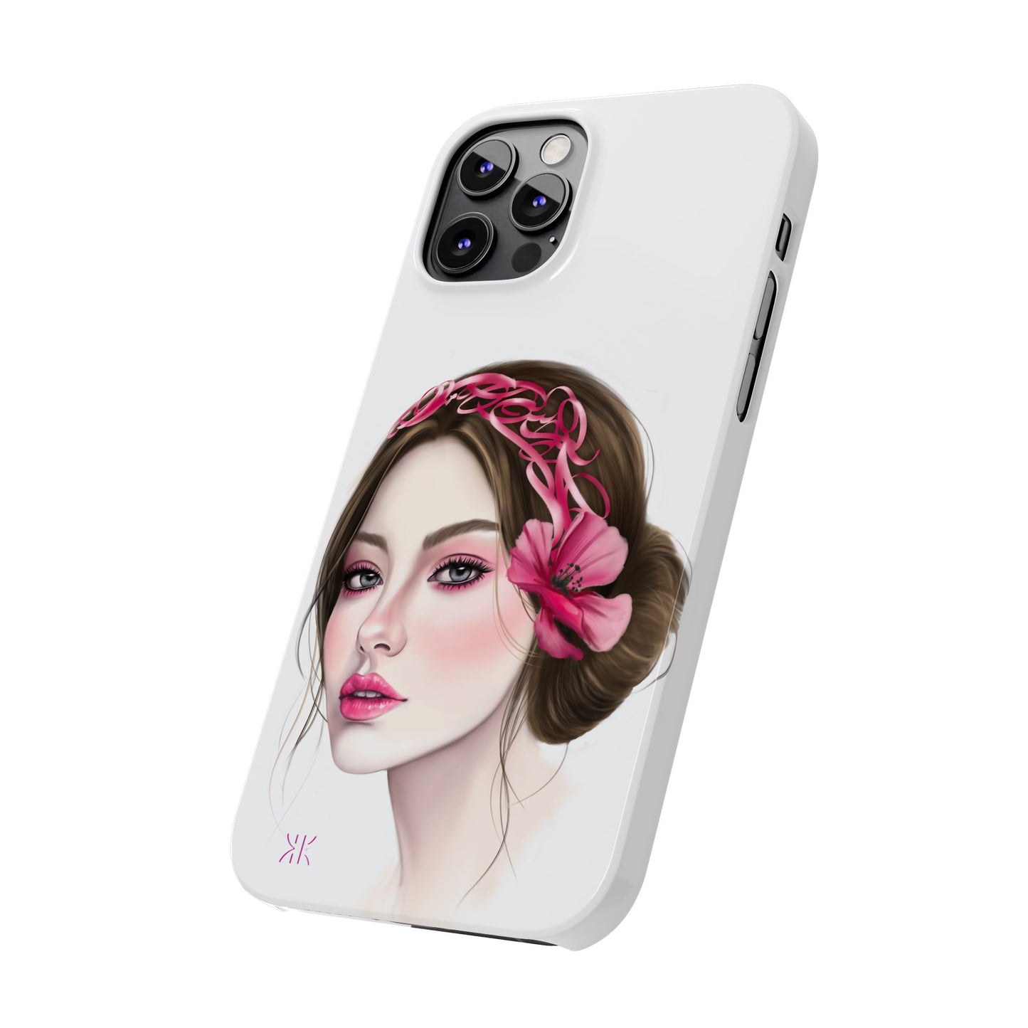 Phone Case - Beautiful Girl Headband Calligraphy Pink