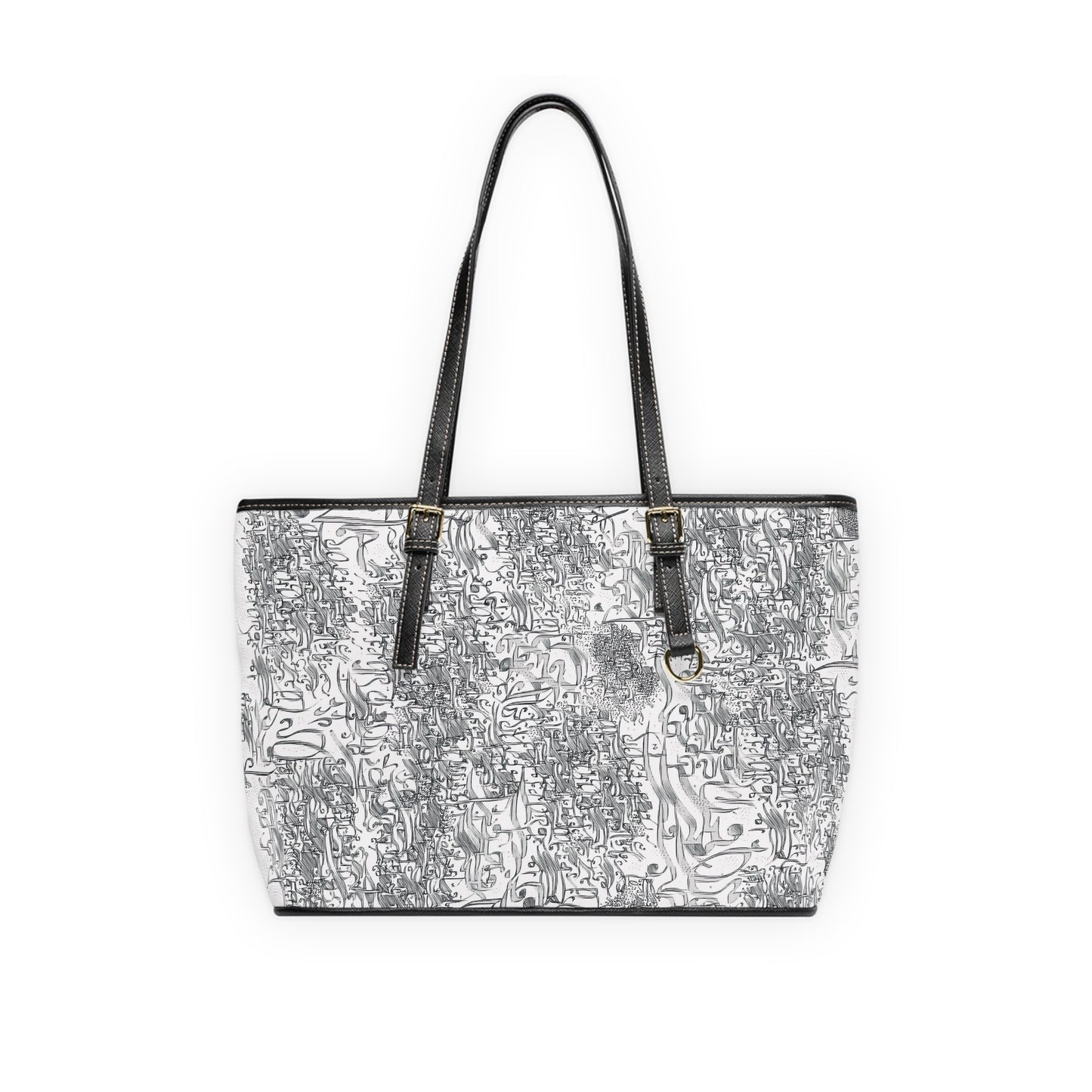 Elegant PU Leather Purse with Artistic Calligraphy Design