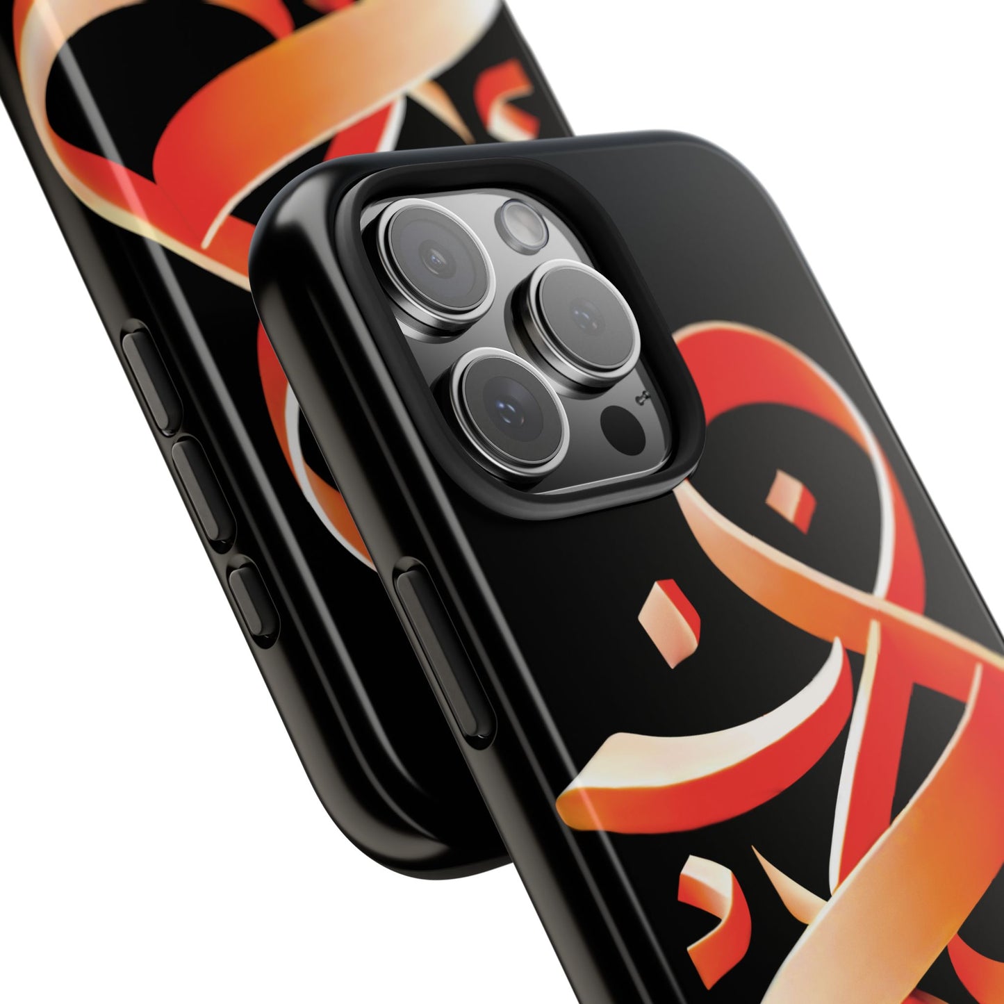 Copy of Phone Case - Persian Calligraphy Inspired Orange Ribbon Design, Unique and Elegant Gift